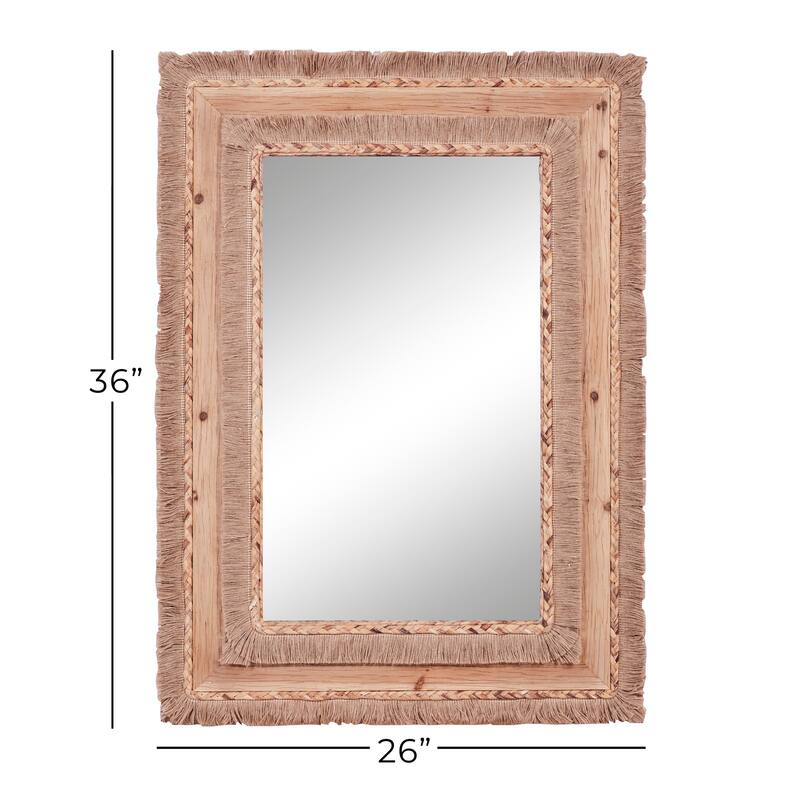 Wood Wall Mirror - Brown - Roche River Decor - 1"W x 26"L x 36"H