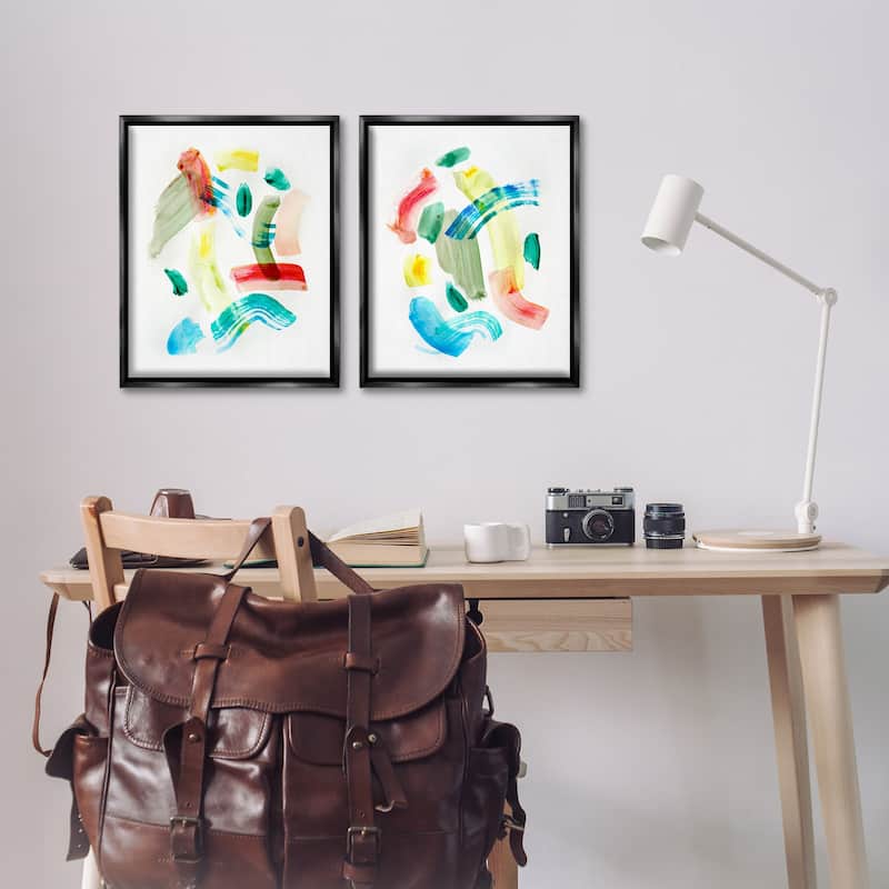 Stupell Macarana Abstract Hues Framed Floater Canvas Wall Art Design By Gemma Bardot (Set of 2)