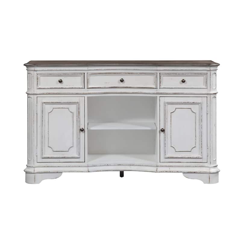 Magnolia Manor Antique White Weathered Bark Server