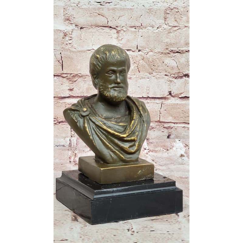 Aristotle Ancient Greek Philosopher Bronze Bust Sculpture - Clical Scholar Art