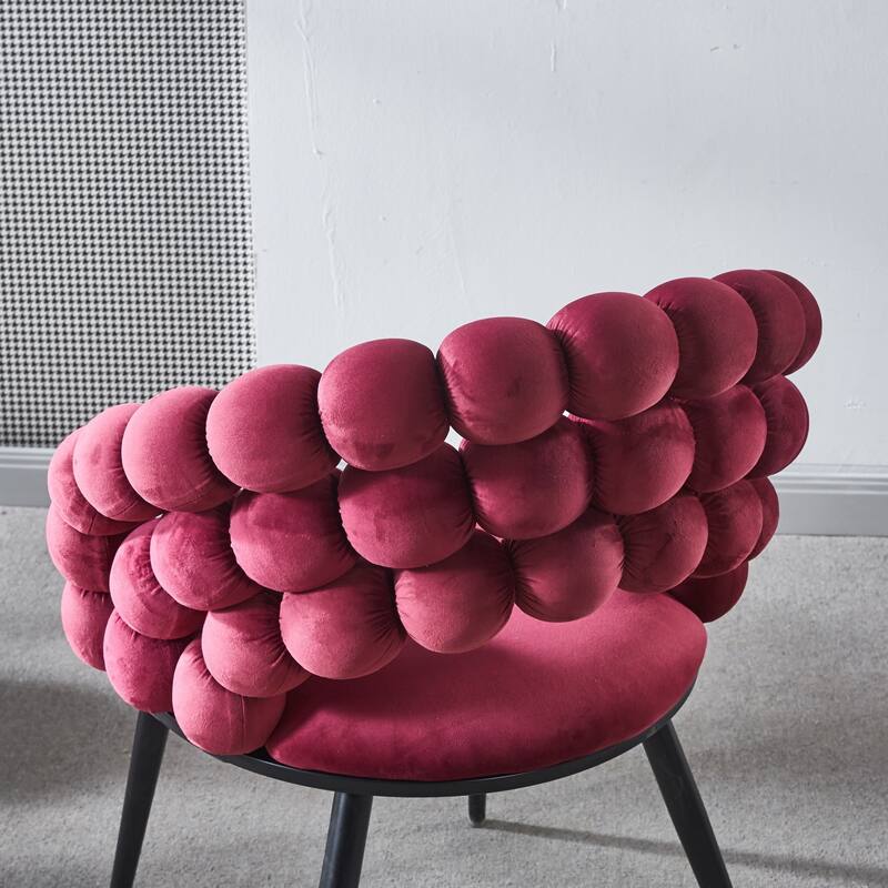 Fabric Modern Chairs (Set of 2) with Golden Iron Tube Legs, Soft Cushions, and Comfortable Backrest
