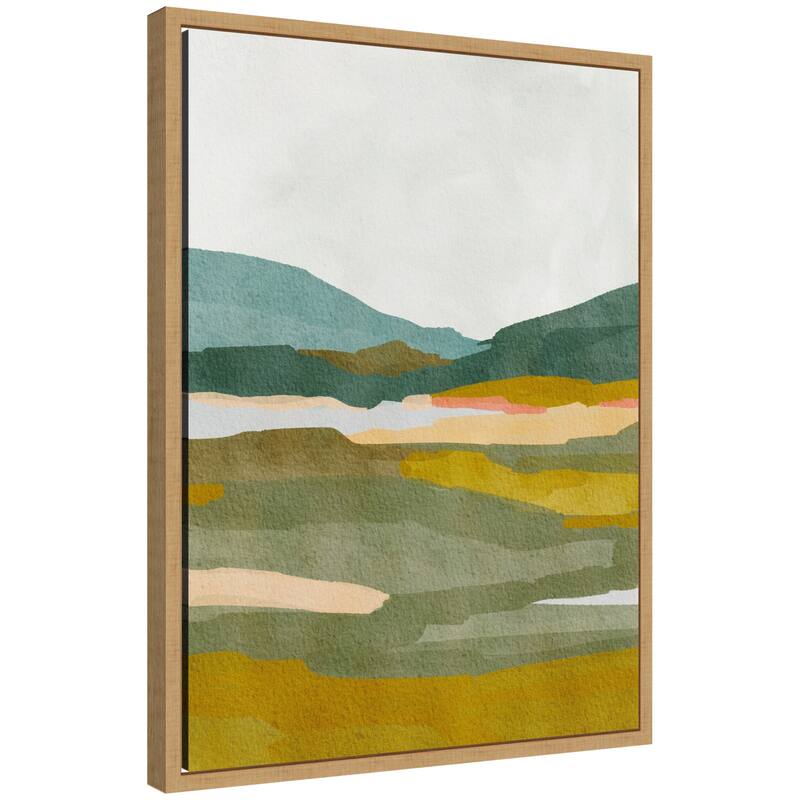 Kate and Laurel Sylvie Vibrant Abstract Framed Canvas by Nikita Jariwala - 18x24 - Natural