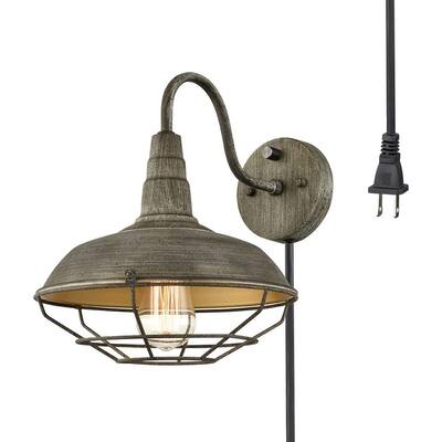 Samedeo Farmhouse Metal Cage Plug-in Wall Light Distressed Blue - Mystic Sand