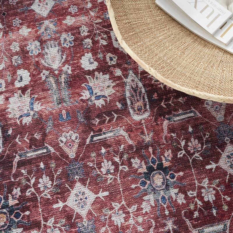 Brilliance Machine Washable Persian Vintage Medallion Area Rug