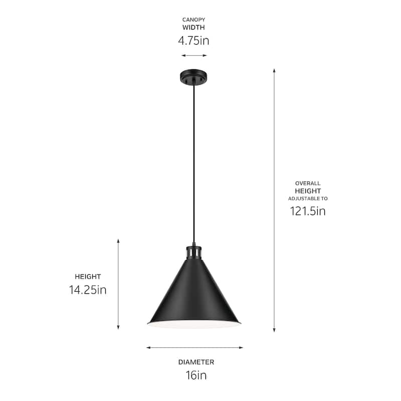 Kichler Lighting Zailey 16 in. 1-Light Cone Pendant Light
