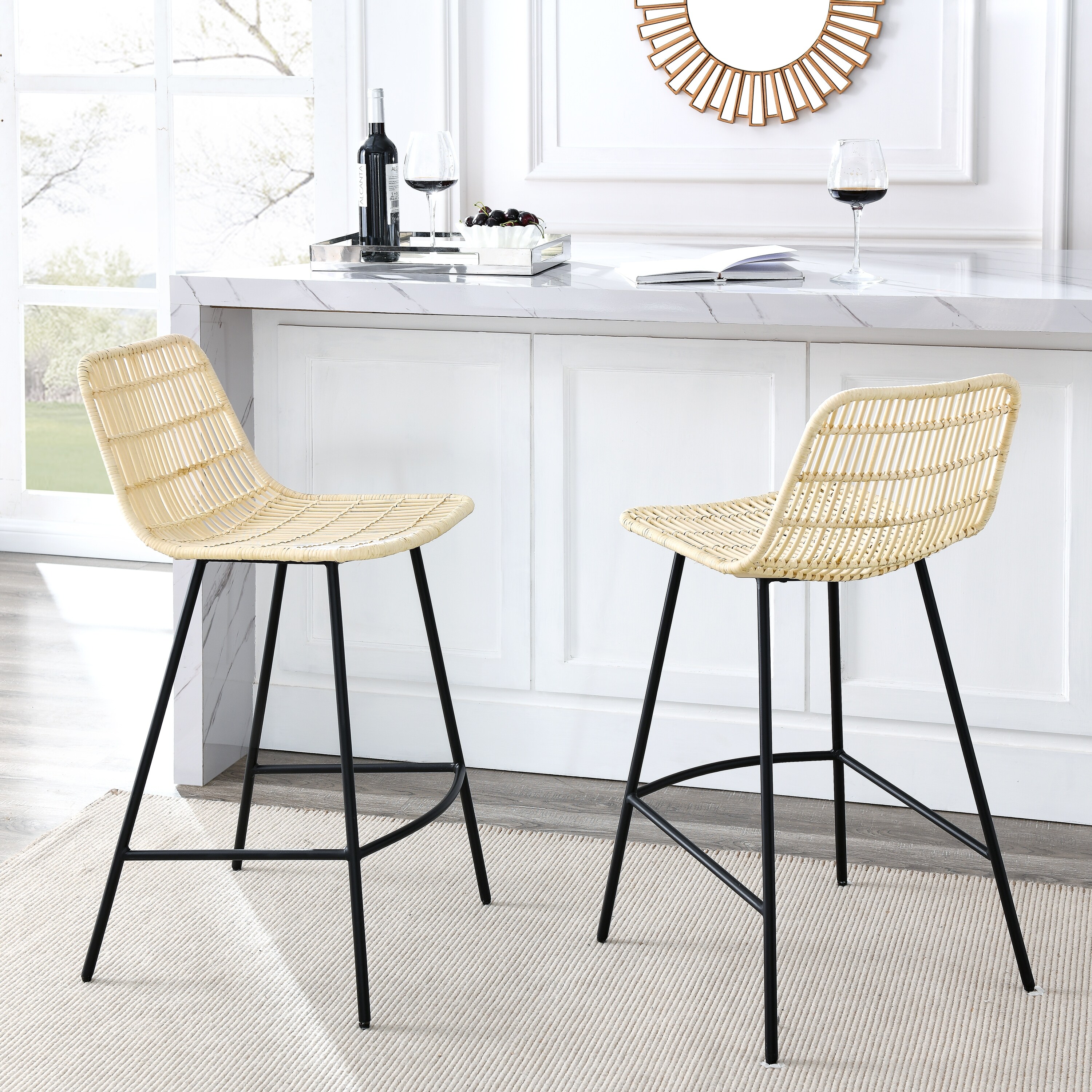 Natural wicker cheap bar stools