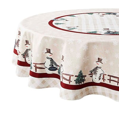 Avanti Linens Country Snowman 70" Round Tablecloth
