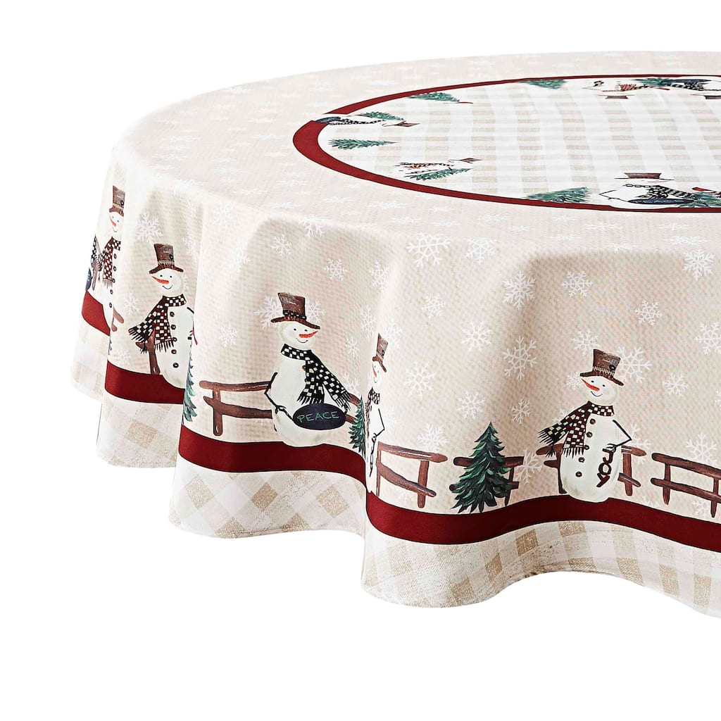 Avanti Linens Country Snowman 70" Round Tablecloth