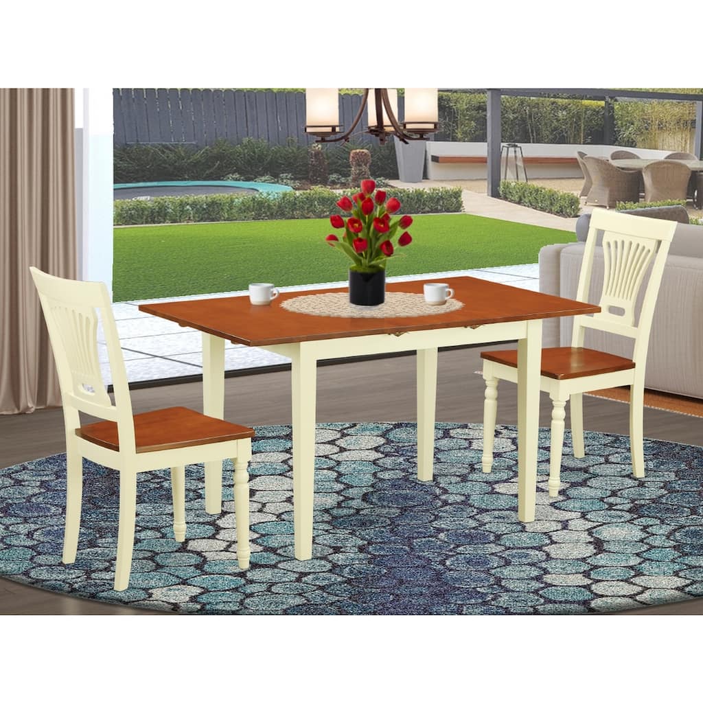 HomeStock 3-Piece Buttermilk and Cherry Finish Solid Wood Top Dining Table Set