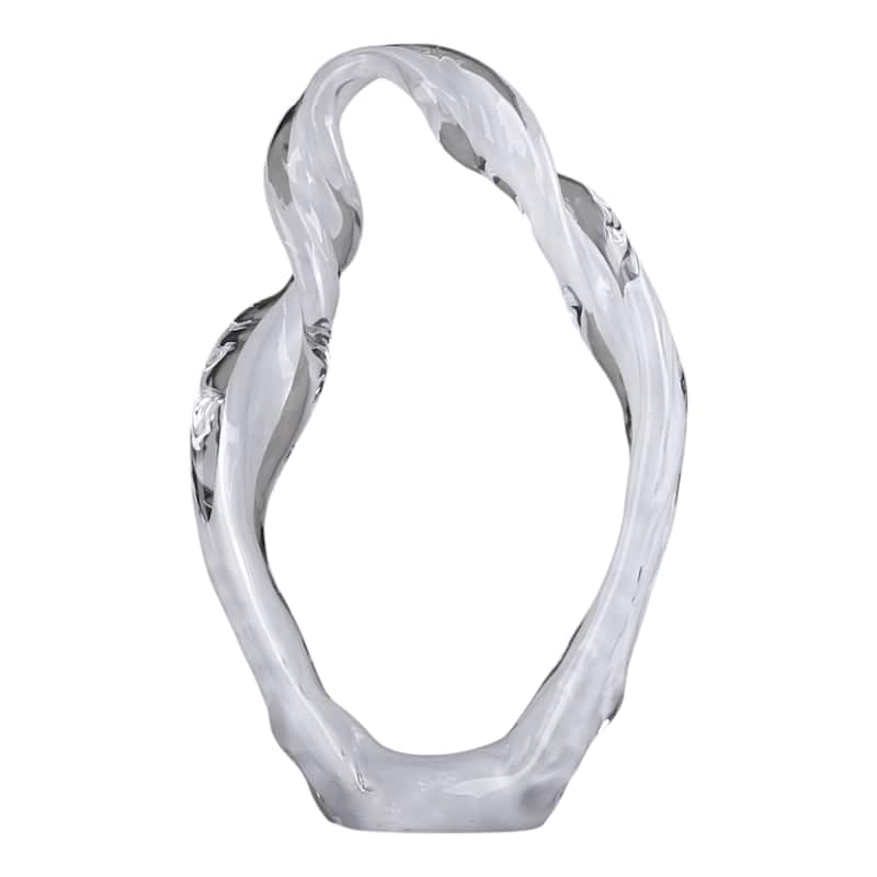 Modern Decorative Glass Sculpture for Home Decor - 14", White - 13.25"
