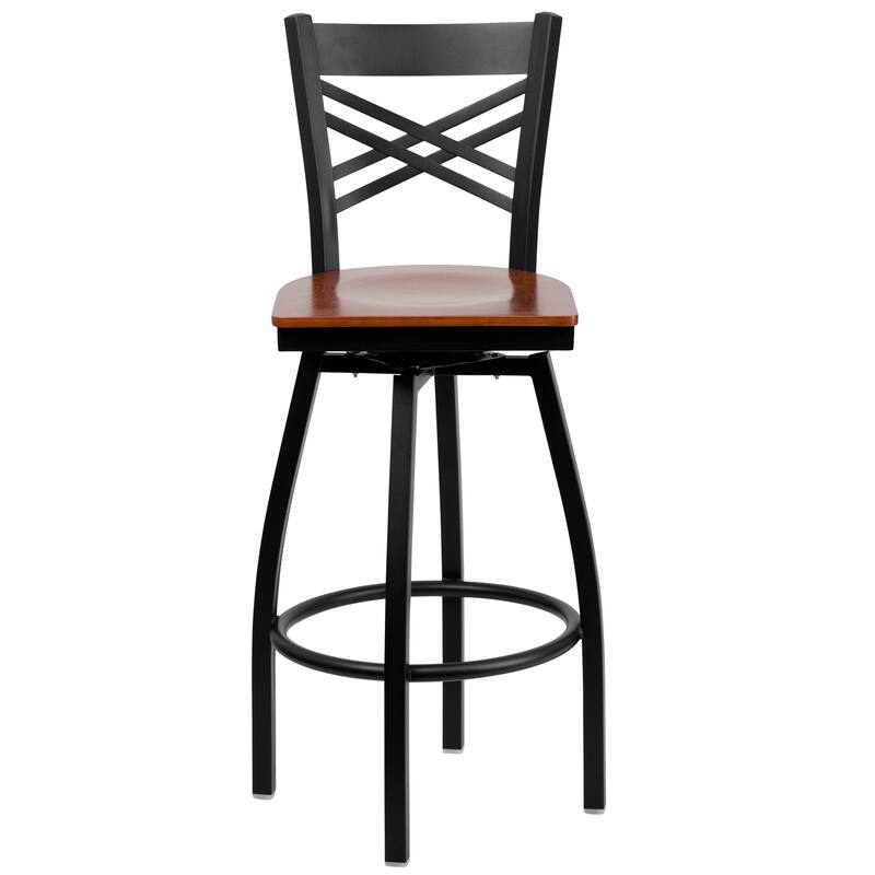 2 Pack ''X'' Back Swivel Metal Barstool - 16.5"W x 20.5"D x 44.5"H - 16.5"W x 20.5"D x 44.5"H