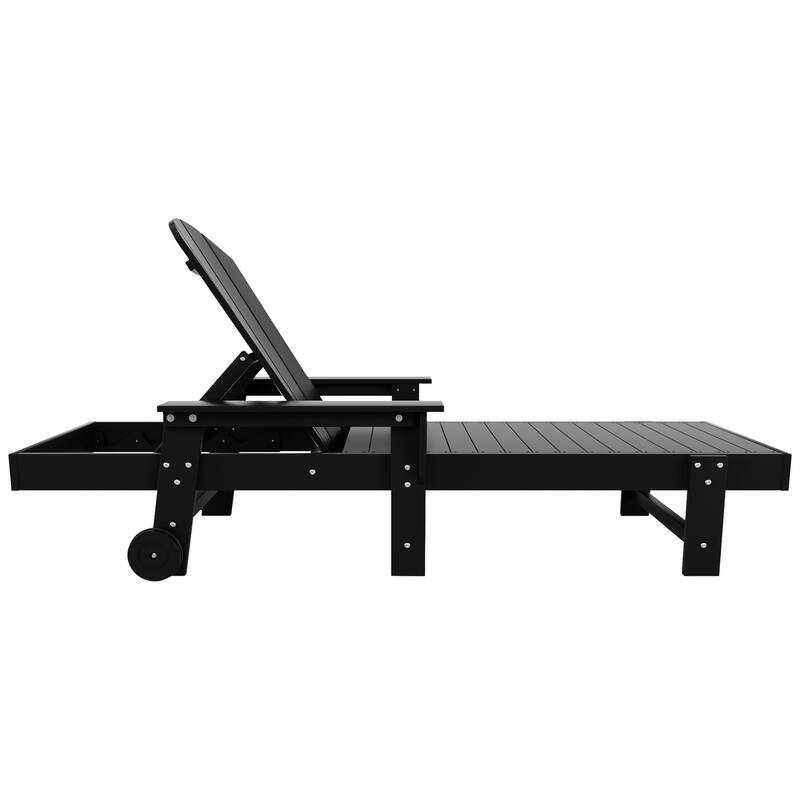 Polytrends Laguna Hdpe All Weather Outdoor Patio Pool Reclining Chaise Lounge With Arms And Wheels