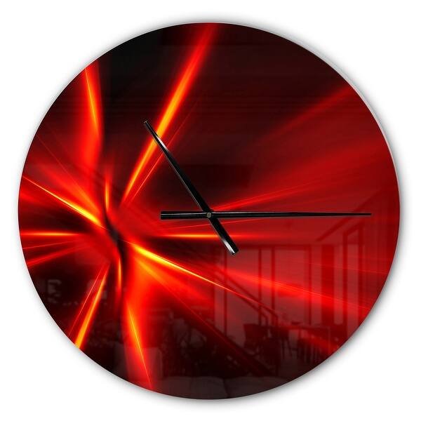 slide 2 of 7, Designart 'Red and Yellow Rays' Oversized Modern Wall CLock 16 in. wide x 16 in. high