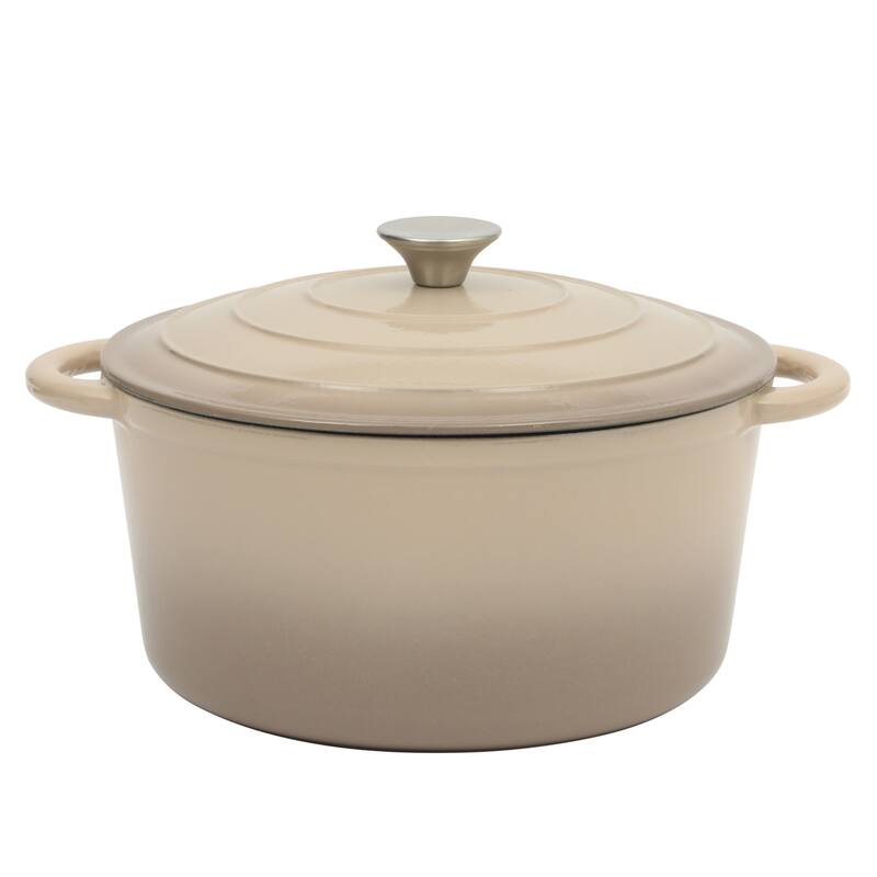 Gibson Home Enameled Cast Iron Dutch Oven Pot with Lid - Beige - 7 Quart