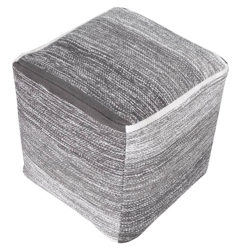 HomeRoots 16" Gray 100% Cotton Ottoman