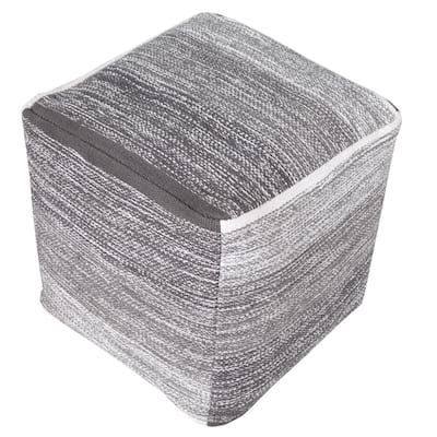 HomeRoots 16" Gray 100% Cotton Ottoman