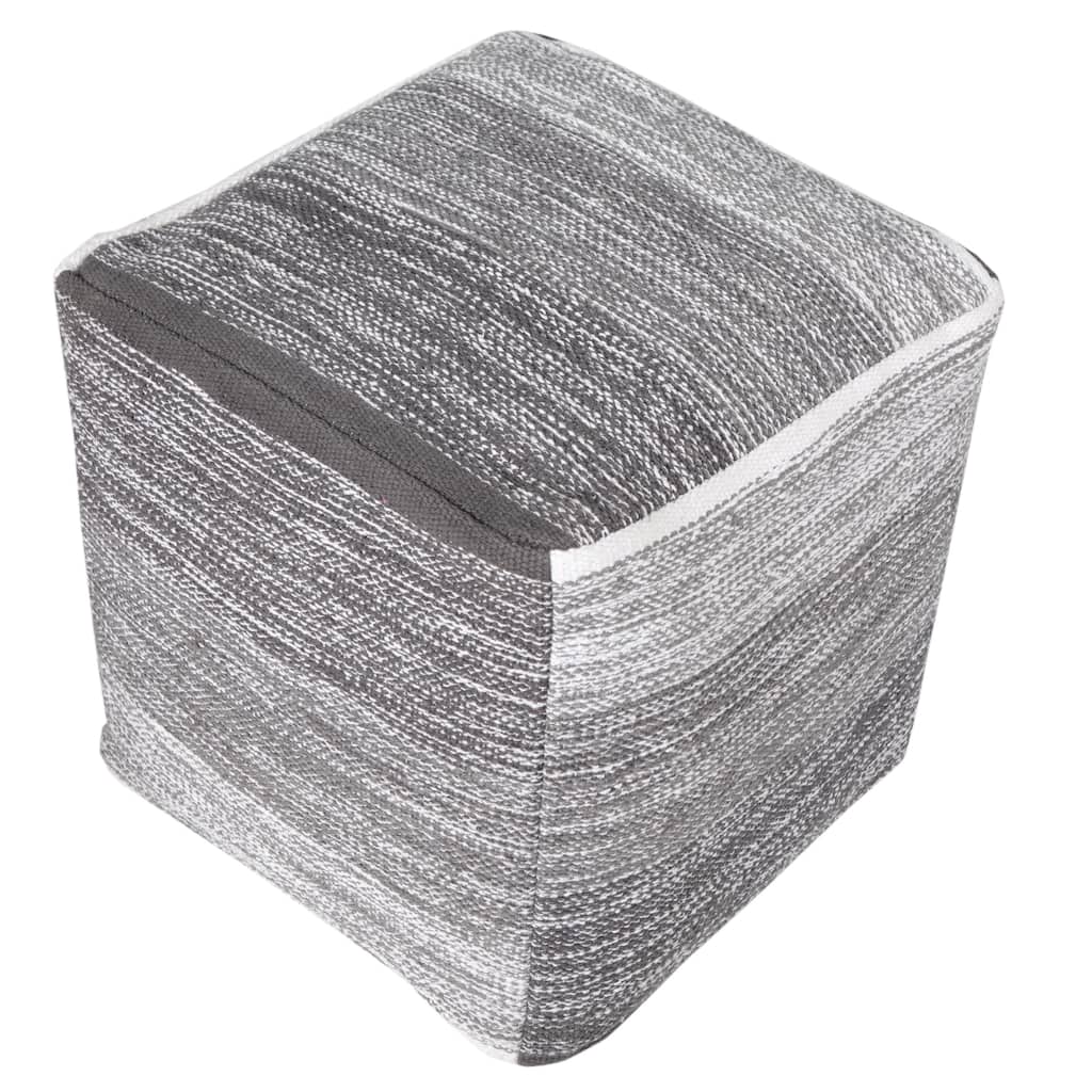 HomeRoots 16" Gray 100% Cotton Ottoman