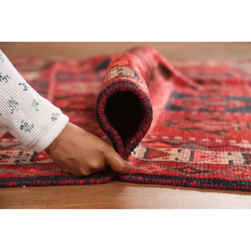 Hand Knotted Oriental 100% Wool Carpet Traditional All-Over Red Shiraz Area Rug - 9' 3'' X 5' 3''