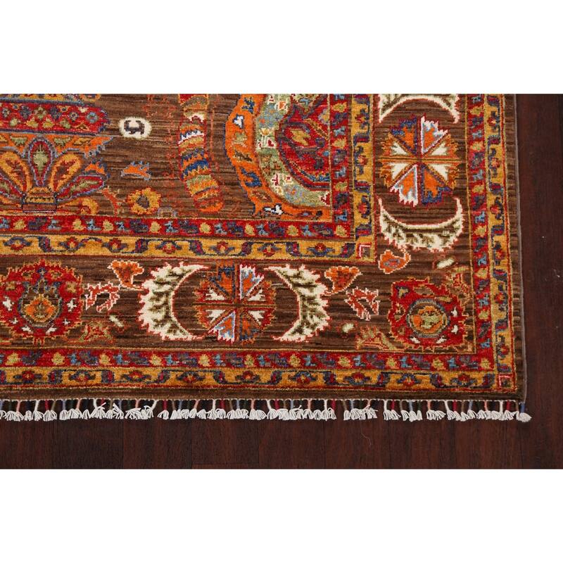 Geometric Vegetable Dye Ziegler Oriental Area Rug Handmade Wool Carpet - 6'0" x 8'9"