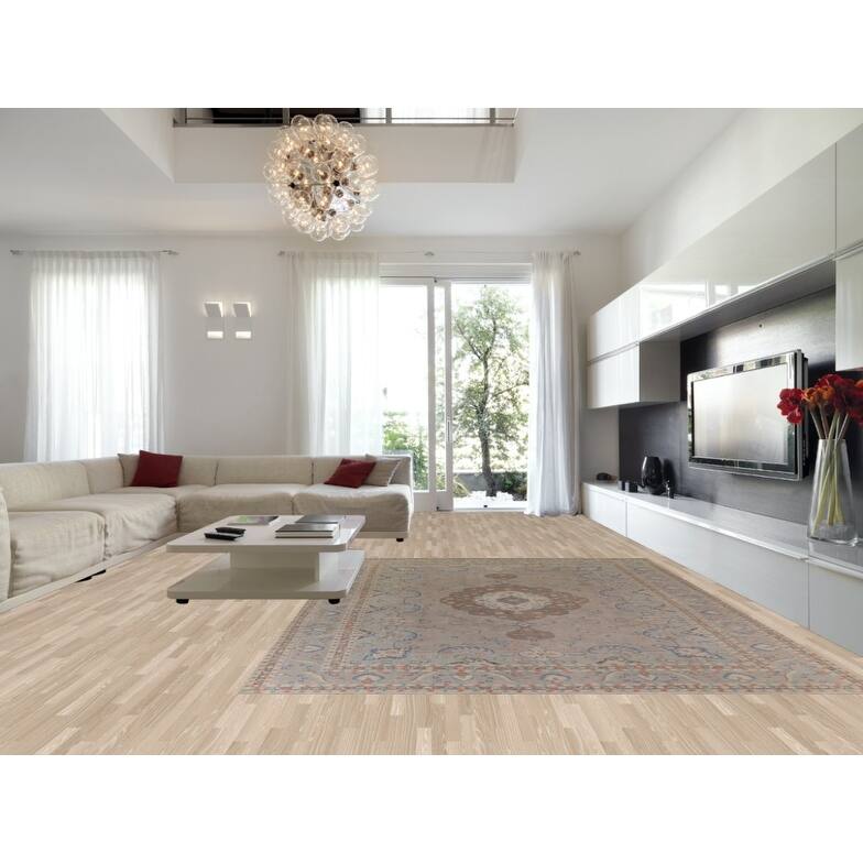 Hand Knotted Oriental 100% Wool Carpet Traditional Floral Beige & Ivories Tabriz Area Rug - 13' 3'' X 9' 10''