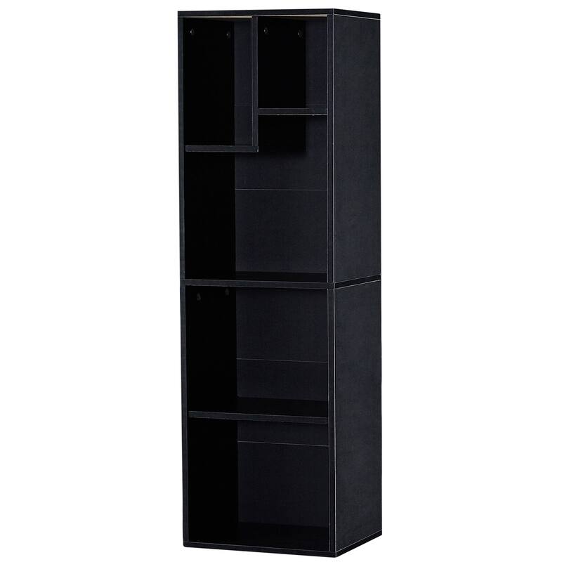 VECELO Wood Organizer Bookcase,Fits Tallest Hardcovers, Customized Storage Display Shelf, Free Standing for Living Room, Bedroom
