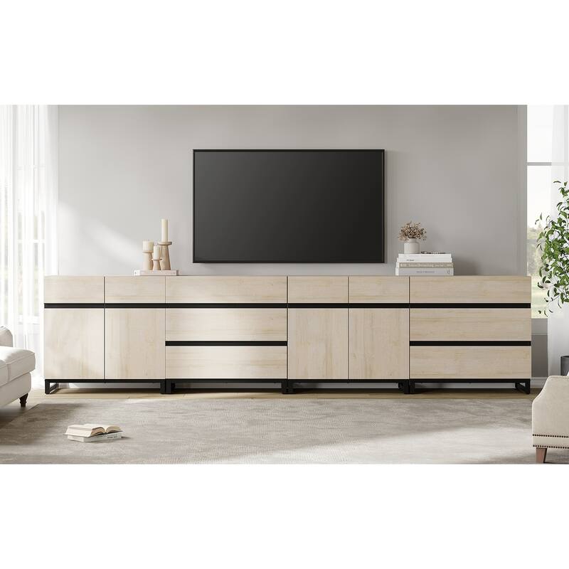 Modern TV Stand for TVs up to 120 Inches, 4-in-1 Media Console with Adjustable Shelves and 6 Drawers, TV Cabine