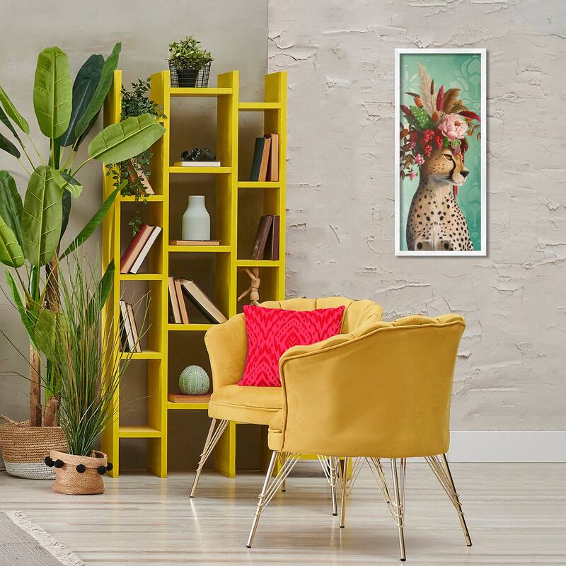 Stupell Elegant Leopard with Flower Arrangement Framed Giclee Art Design By Heather Gauthier