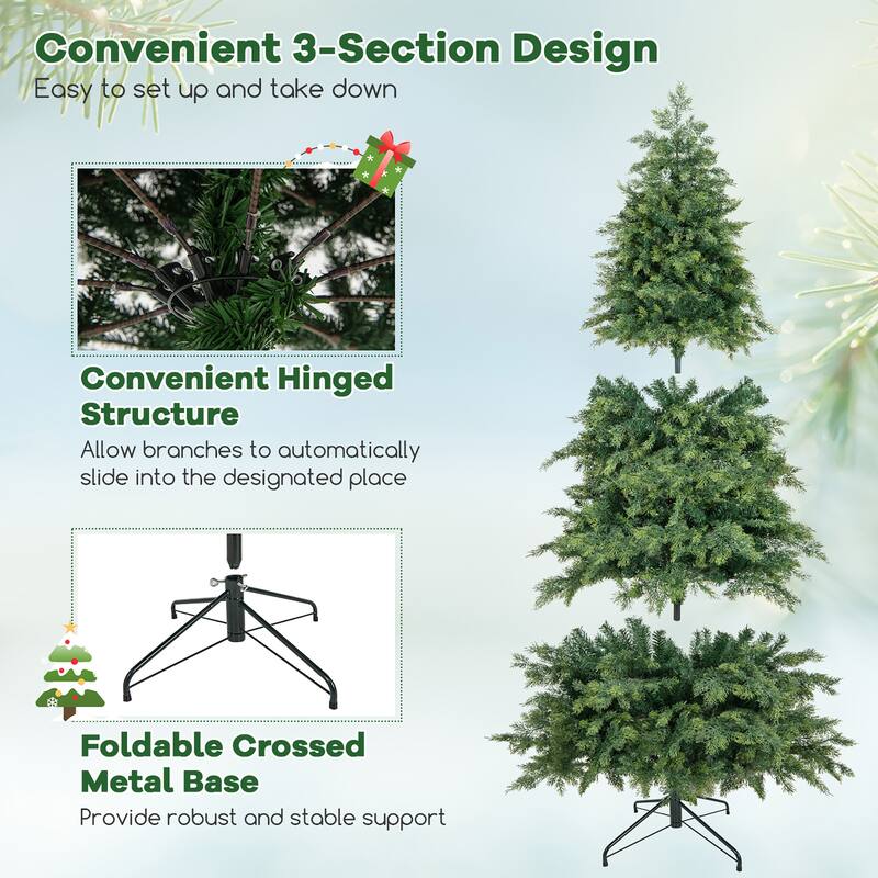 Gymax 7.5 FT Artificial Xmas Tree w/ 1019 PE PVC Branch Tips & Folding - See Details