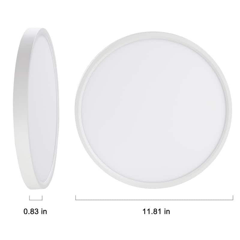 24 Watts Round Tricolor Selectable LED Flush Mount Ceiling Light for Dining Room Living Room Bedroom Kitchen - 9.06"Dx0.91H"
