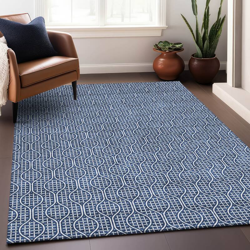 Premium Washable Super Soft Modern Teardrop Mayfield Rug - Navy - 8' x 10'