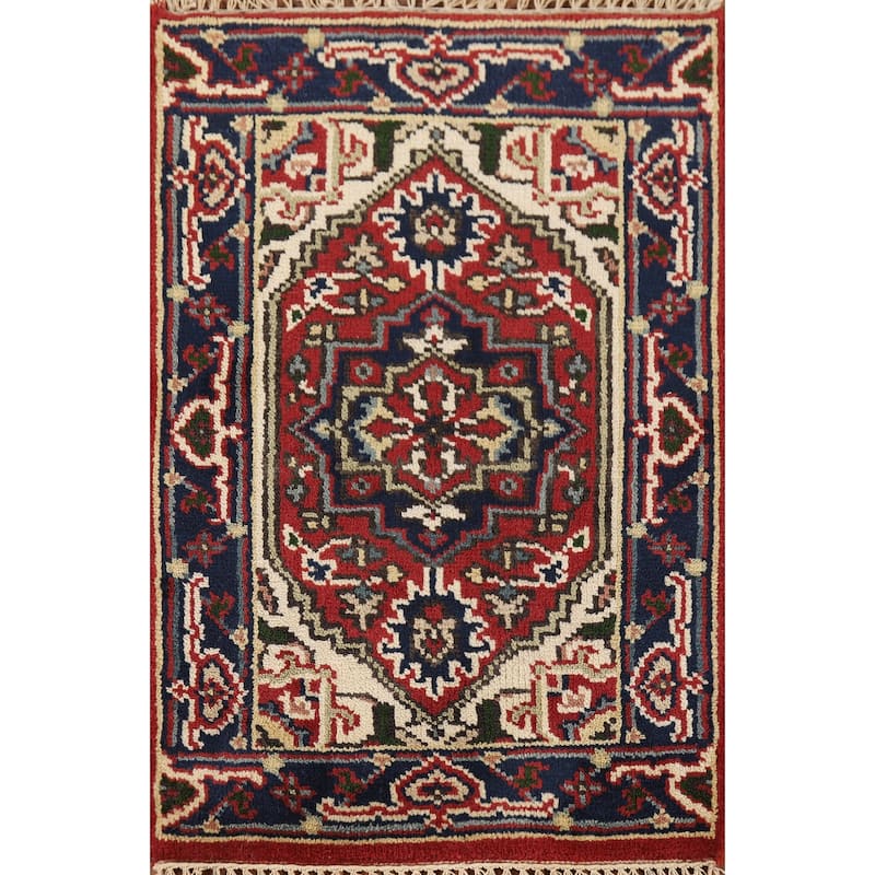 Geometric Heriz Serapi Accent Rug Handmade Wool Carpet - 2'0" x 3'0"