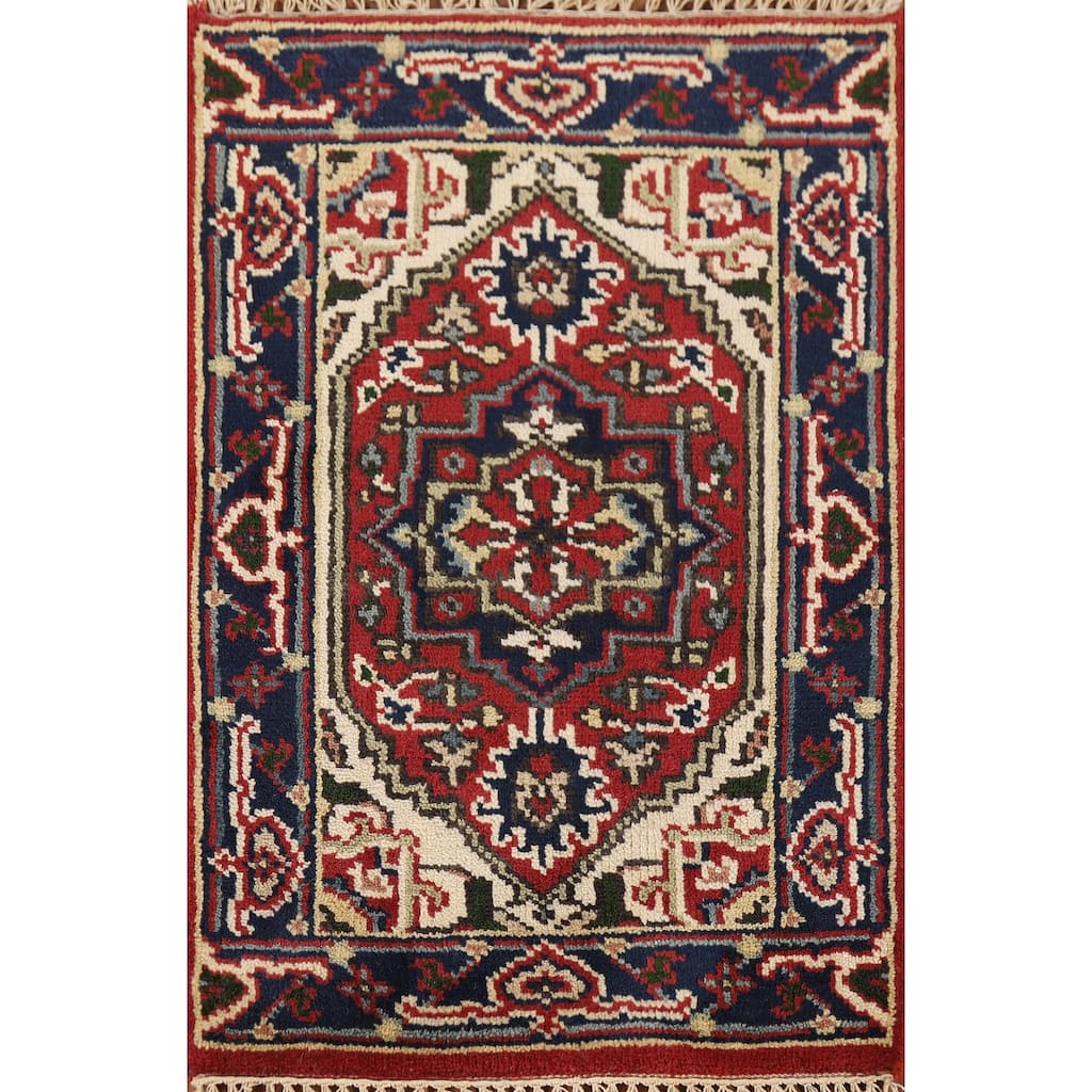 Geometric Heriz Serapi Accent Rug Handmade Wool Carpet - 2'0" x 3'0"