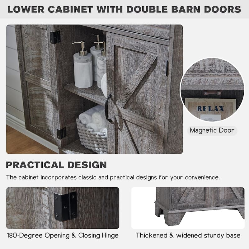 72" Tall Bathroom Storage Cabinet, Farmhouse Storage Cabinet