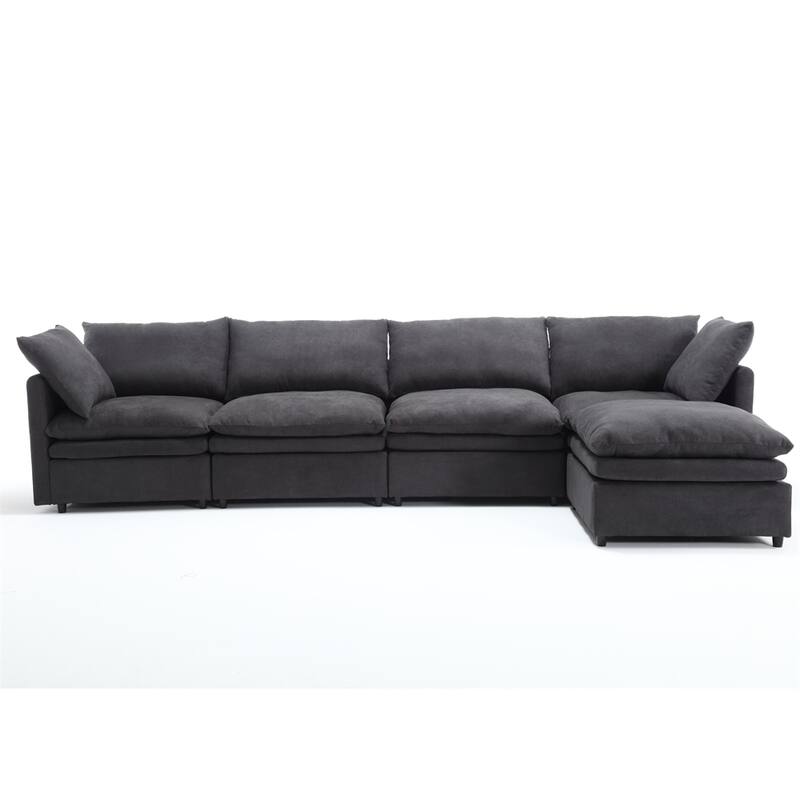 Modern 5-seat U-shaped Sectional Sofa with Chaise Lounge