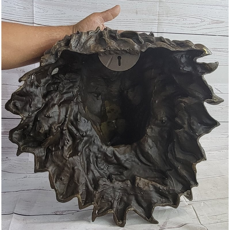 Wall Mounted Hanging Lion Head Bust Sculpture Decor Signed Original Milo 18 Inches X 18 Inches