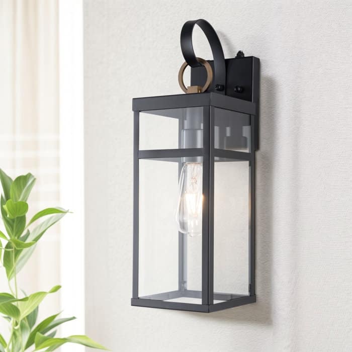 Maxax Black Metal Glass Shade Outdoor Wall Light