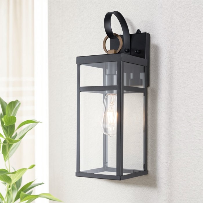 Maxax Black Metal Glass Shade Outdoor Wall Light