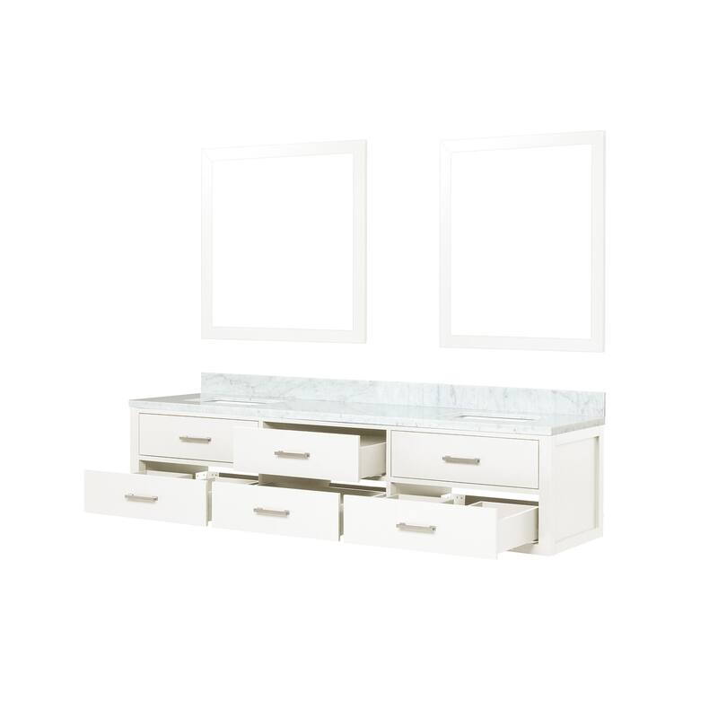 Lexora Castor Double Bath Vanity, Carrara Marble Top, and Mirrors