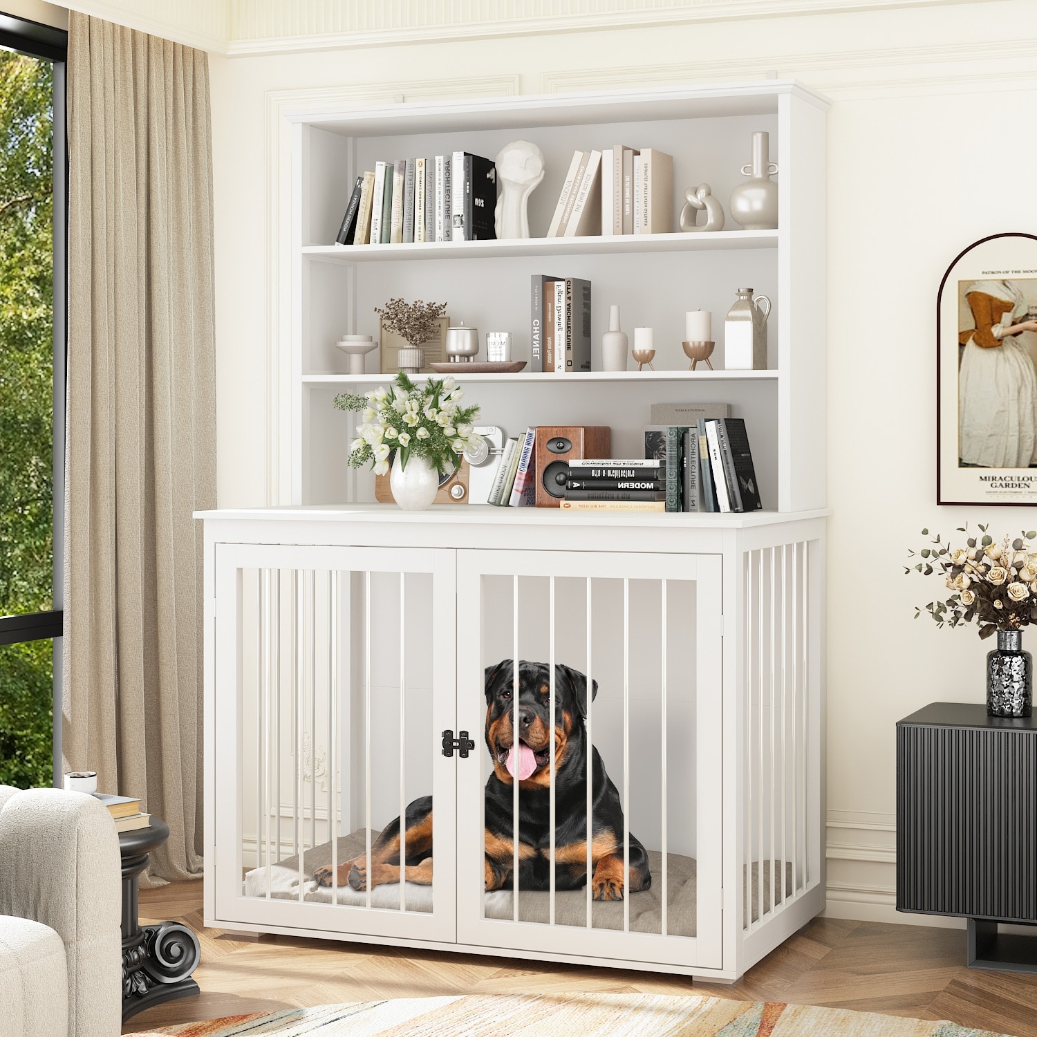 Pet Crate Home Accent Table Spacious, Secure, Multiuse Dog