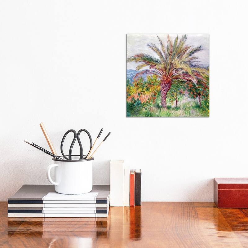 iCanvas "Palm Tree at Bordighera, c.1884 " by Claude Monet Canvas Print - 12x12x0.75