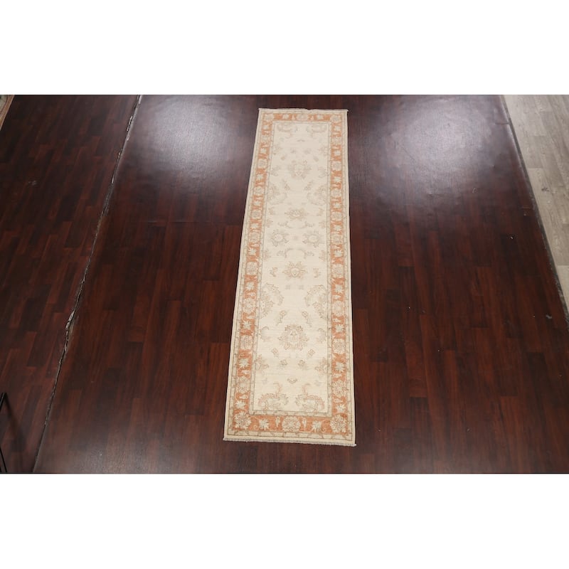 Vegetable Dye Floral Peshawar Chobi Oriental Wool Runner Rug Handmade - 2'9" x 9'10"