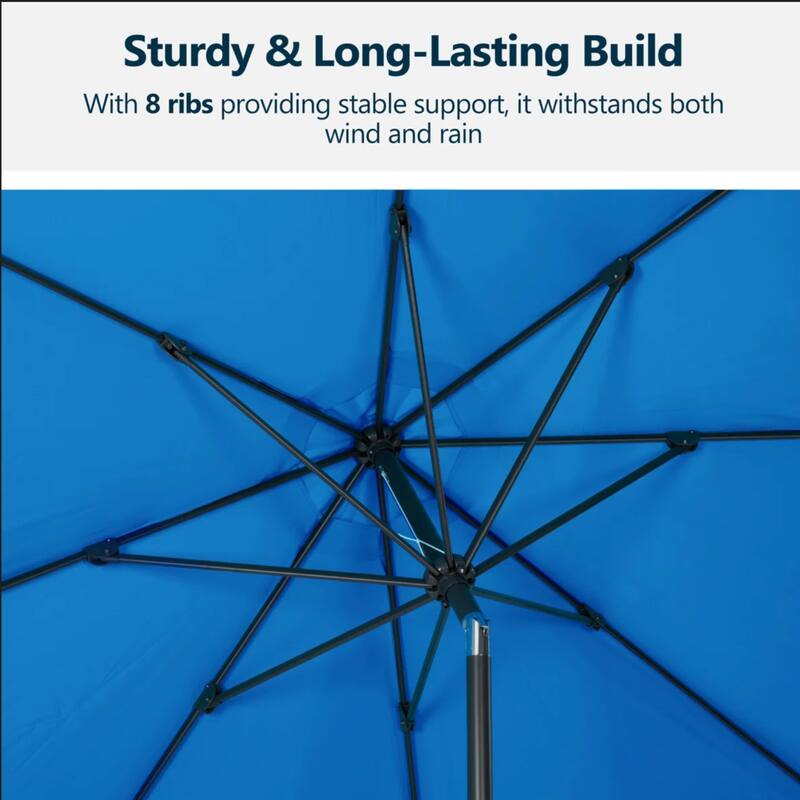 11 Feet Blue Market Patio Umbrella with Crank Lift , Tilt, Ribs (Without base)