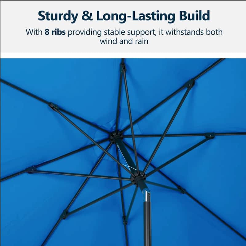 13 Feet Blue Market Patio Umbrella with Crank Lift , Tilt, Ribs (Without base)