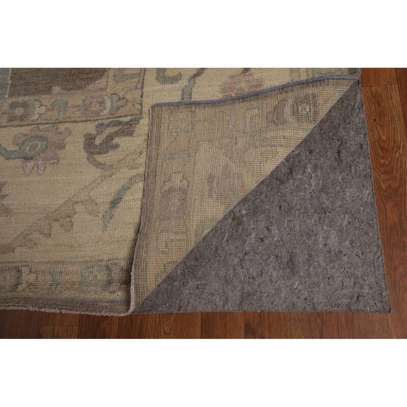 Vegetable Dye Oushak Turkish Floral Area Rug Handmade Wool Carpet - 9'6"x 11'8"