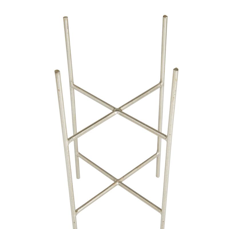 Silver, Gold or Gray Metal Modern Planter with Removable Stand (Set of 2) - S/2 6", 5"W
