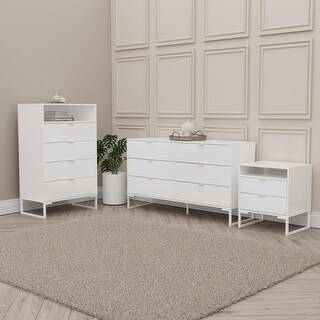 Kappesberg Amelia 3-piece white bedroom furniture set with vertical ...