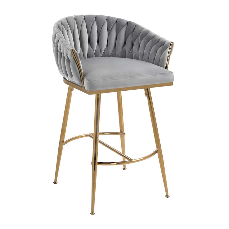 Ostweer Furniture Set of 2 26'' Velvet Kitchen Island Counter Bar Stool - Beige