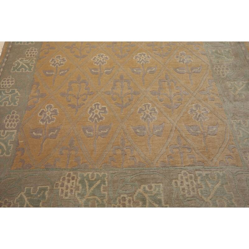 8x10 Hand Knotted Wool Tan Tibetan aesthetic Plush Pile Tufenkian Rug - 8' x 10'