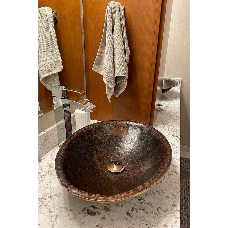 20" Oval Hand Forged Old World Copper Vessel Sink (PVOVAL20)