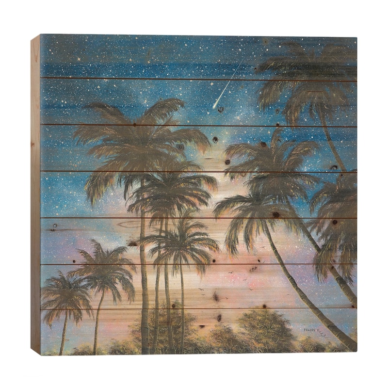 Tropical Night Print On Wood by ColorByFeliks - Multi-Color - 26x26x1.5